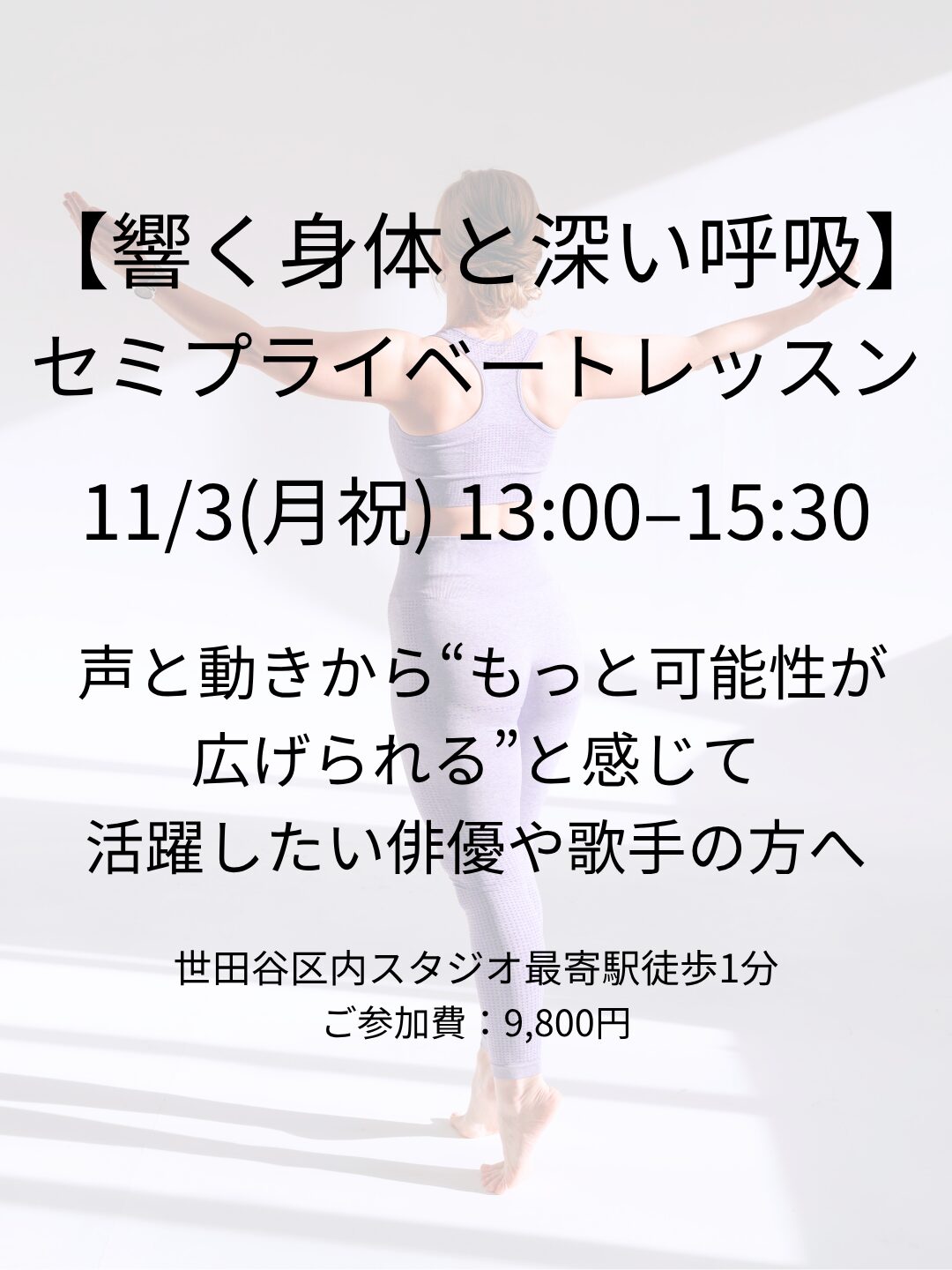 プロの俳優や歌手のための身体と呼吸の見直し、クラス